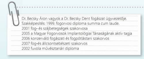 Dr. Becsky Áron, Életfa, partner, egészség